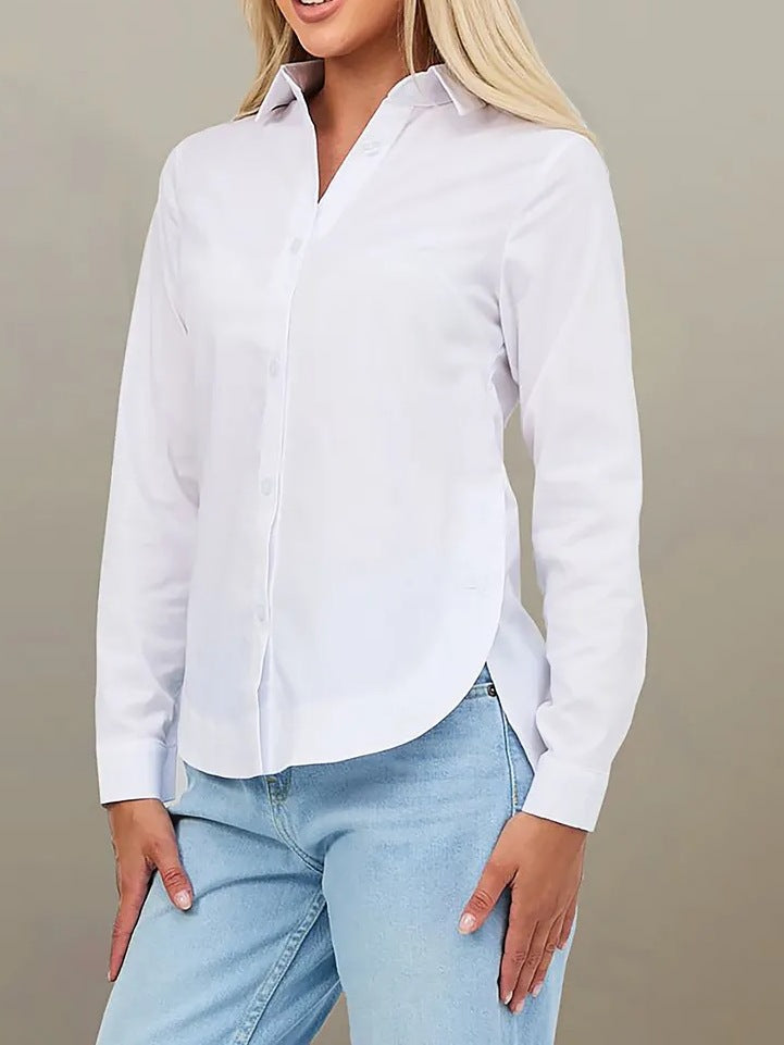 Women's Elegant Cotton Blouse with Button Details