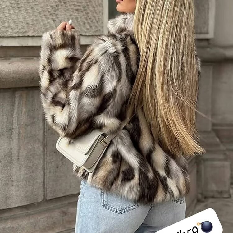 Women's Short Cut Faux Fur Bomber Jacket with Stand Collar and Tailored Fit Mune Fashion