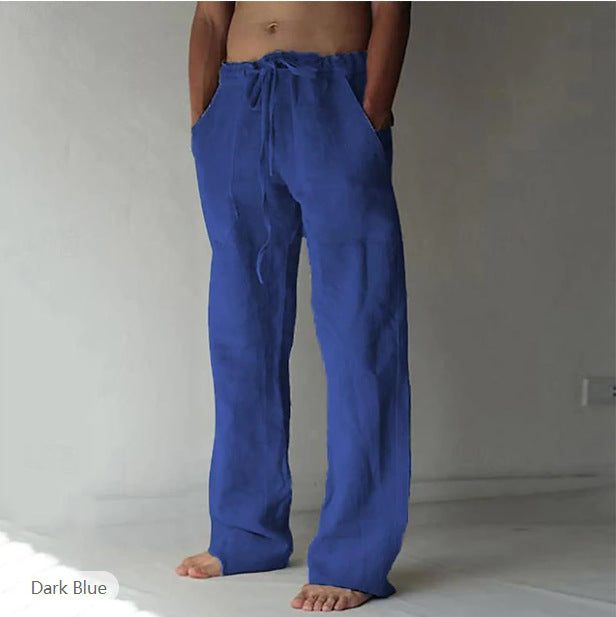 Men's linen pants with a loose fit, drawstring, and side pockets Mune Fashion