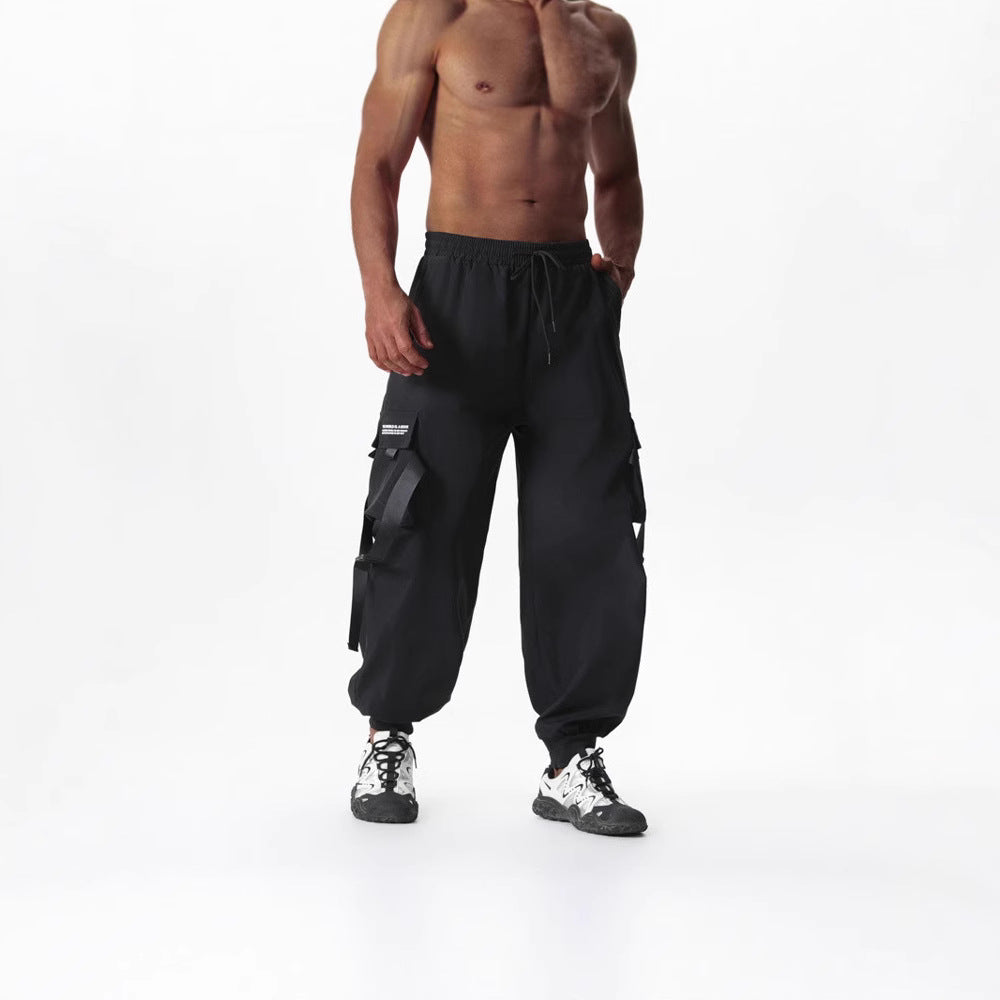Men's Utility Cargo Jogging Pants with Drawstring, Leg Straps & Multiple Pockets Mune Fashion