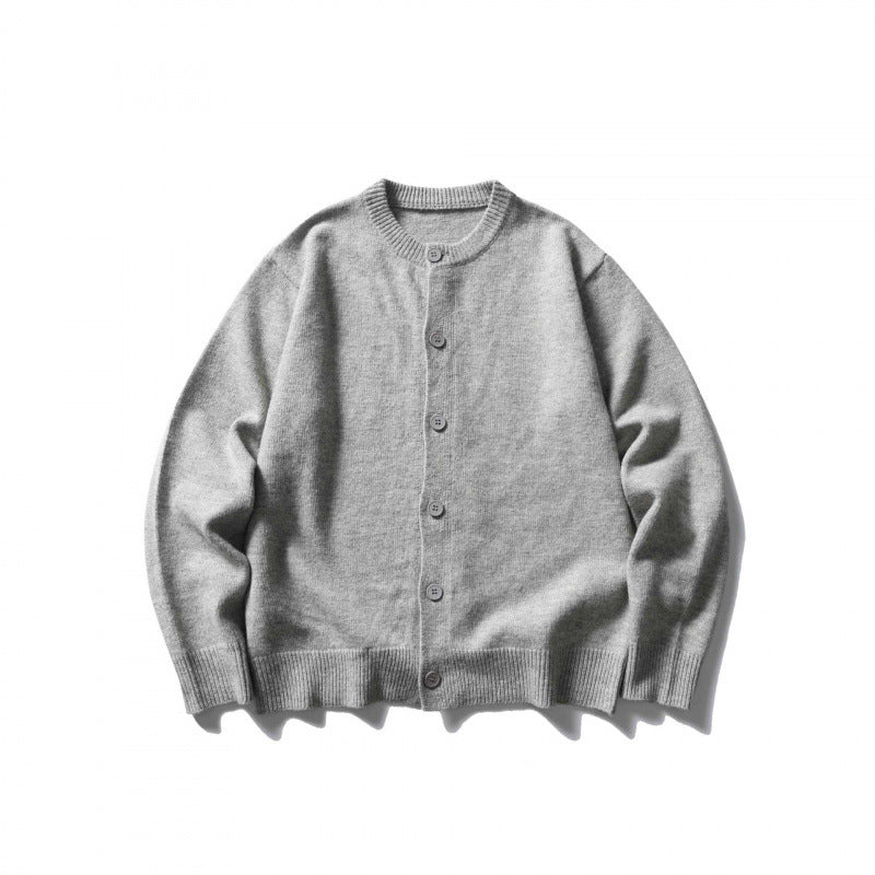 Unisex Boxy Fine Knit Cardigan with Round Neck and Ribbed Trims Mune Fashion