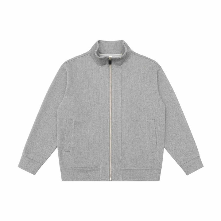 Unisex Lightweight Stand Collar Jacket made of Herringbone Structure with Full Zip Mune Fashion