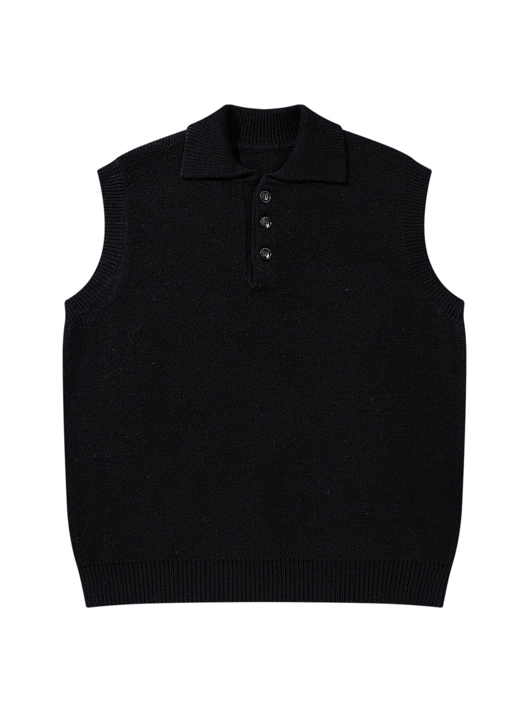Unisex Sleeveless Knitted Vest with Polo Collar and Button Placket Mune Fashion