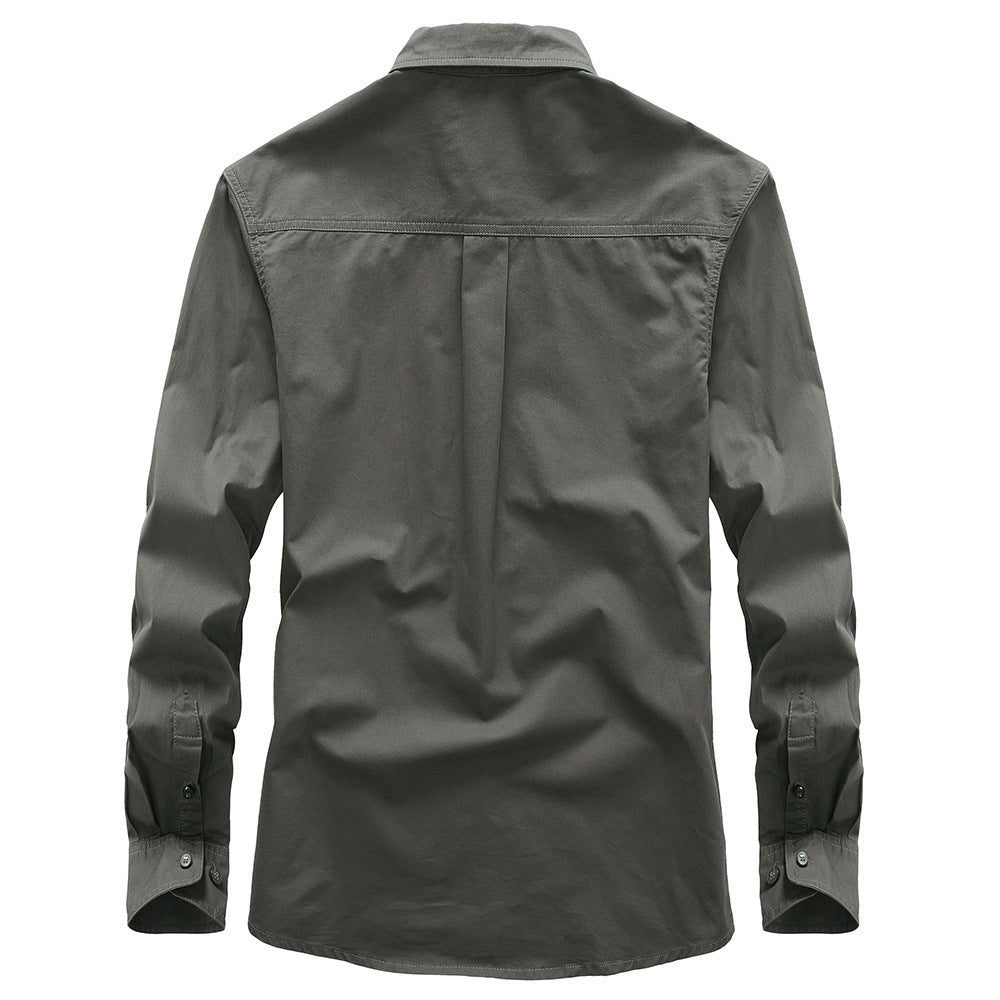 Men's Cotton Shirt Slim-Fit with Kent Collar and Hidden Button Placket Mune Fashion
