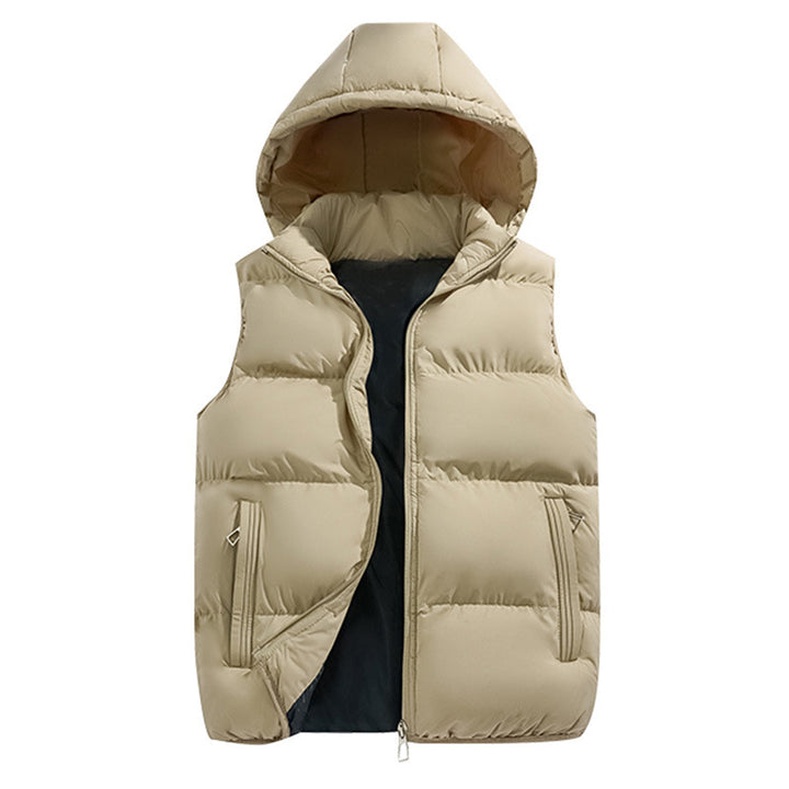 Men's quilted hooded vest with thermal filling, zippered pockets, and windproof outer shell Mune Fashion