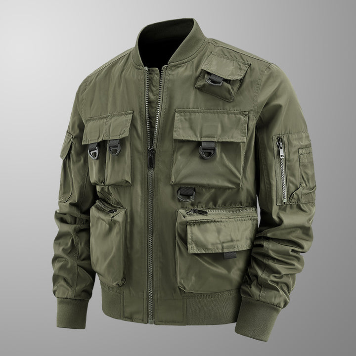 Men's Urban Utility Bomber with Modular Pockets and Zipper Front Mune Fashion