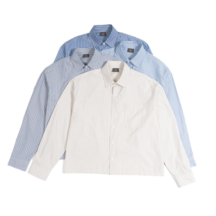 Men's Oversized Shirt made of Cotton Poplin with Pinstripes and Chest Pocket Mune Fashion