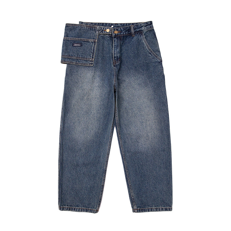 Men's baggy jeans with high waist and removable utility pocket flap Mune Fashion