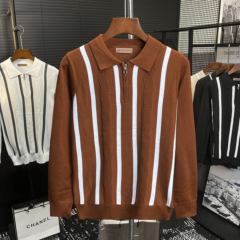 Men's Stylish Short Sleeve Knit Top with Zipper Mune Fashion 1787964672