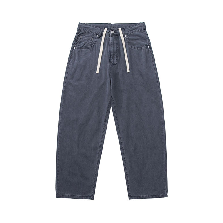 Men's Wide Baggy Jeans made of washed denim with elastic drawstring waistband Mune Fashion