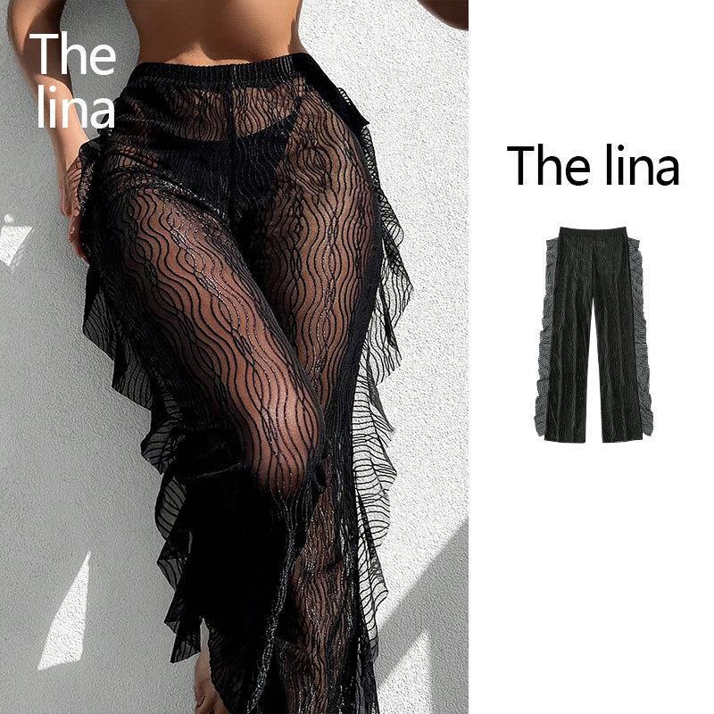 Ladies Transparent Ruffle Slip Pants Mune Fashion