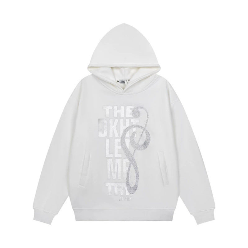 Women's hoodie with rhinestone front print, relaxed fit and side pockets Mune Fashion