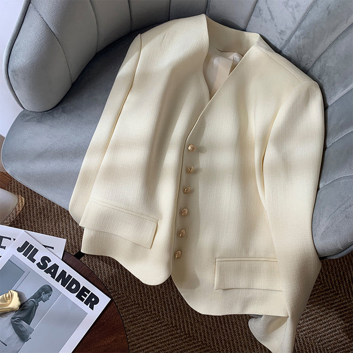 Women's Elegant Short Blazer with Gold Buttons Mune Fashion