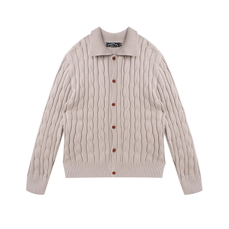 Men's Chunky Knit Cardigan with Button Placket Mune Fashion