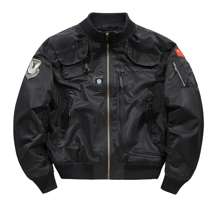 Men's Pilot Bomber Jacket with Vintage Utility Pockets and Classic Aviator Cut Mune Fashion