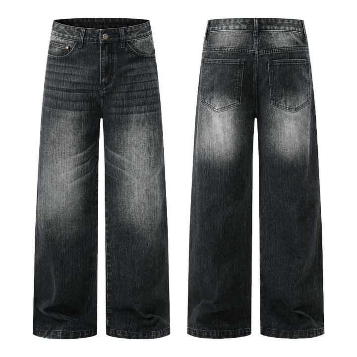 Men's Wide Vintage-Inspired Five-Pocket Denim Jeans in Bottom Hem Baggy Cut Mune Fashion