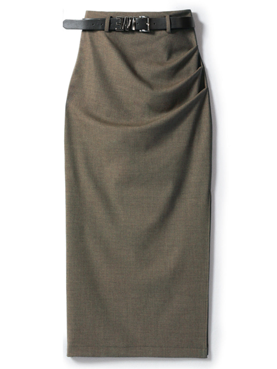 Ladies Elegant Wrap Skirt with Waist Belt Mune Fashion