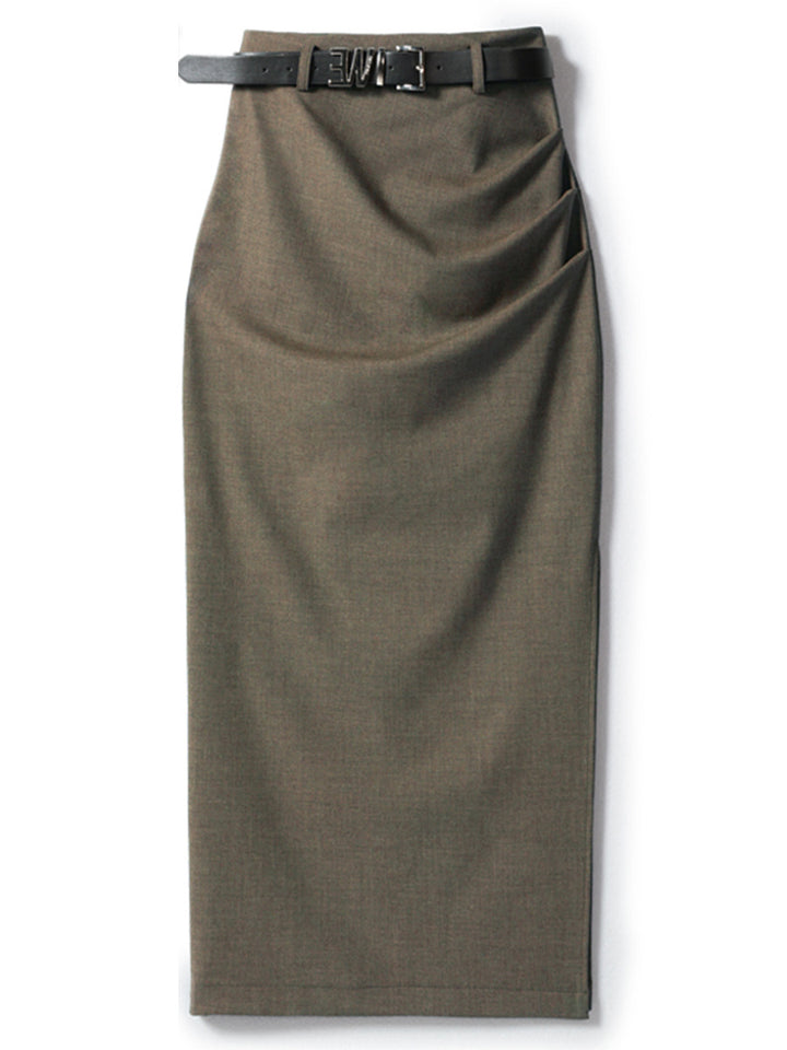 Ladies Elegant Wrap Skirt with Waist Belt Mune Fashion