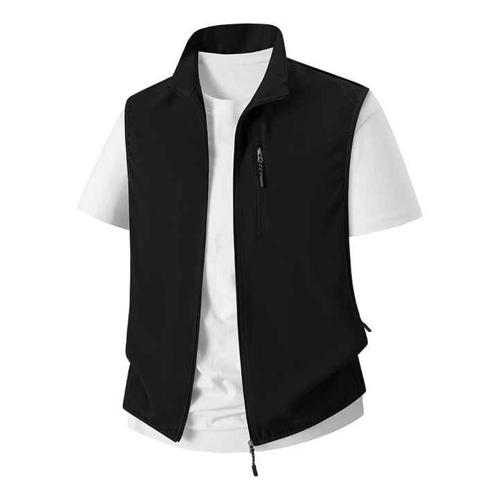Men's Lightweight Softshell Utility Vest with Stand Collar, water-repellent outer layer and zip pockets Mune Fashion