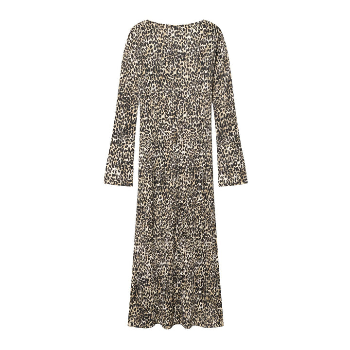 Ladies' pleated midi dress with deep V-neck and tailored empire fit Mune Fashion