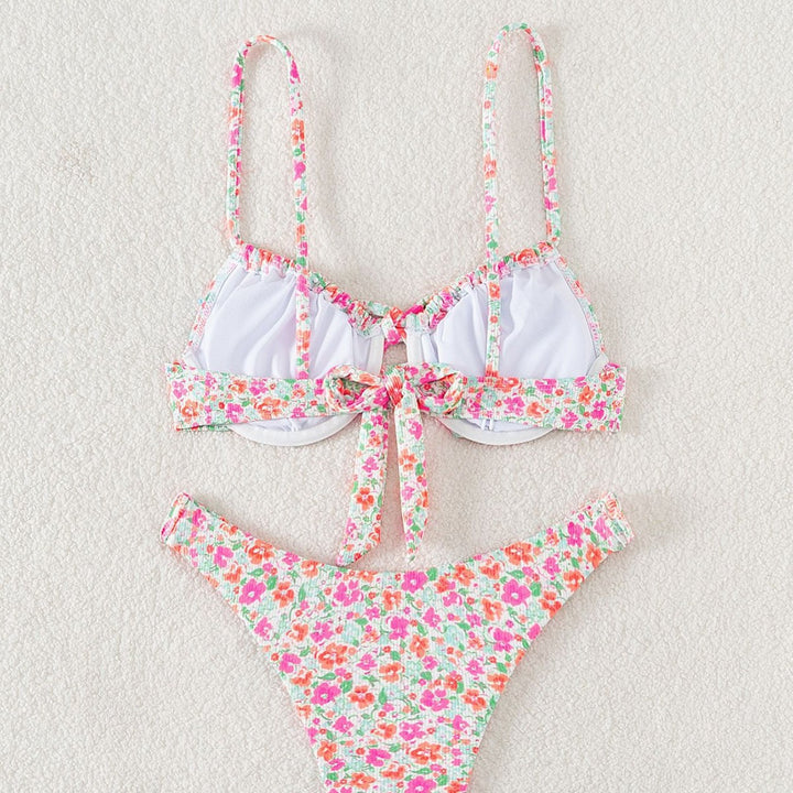 Women's bikini set with modern floral pattern and adjustable straps Mune Fashion