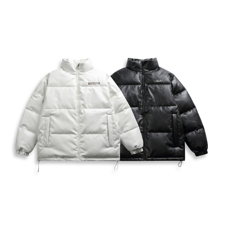 Unisex short-cut matte thermal puffer jacket with minimal seam construction and drawstring hem Mune Fashion