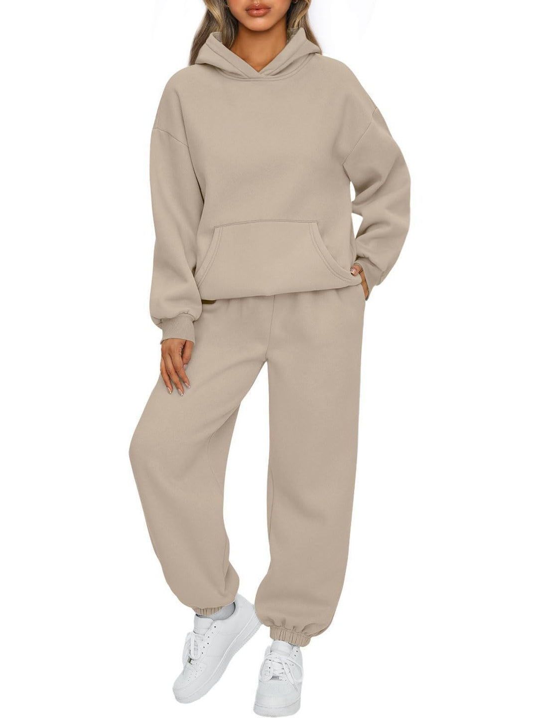 Women's cozy lounge jogging suit set with oversized hoodie and elastic high-waist jogging pants Mune Fashion