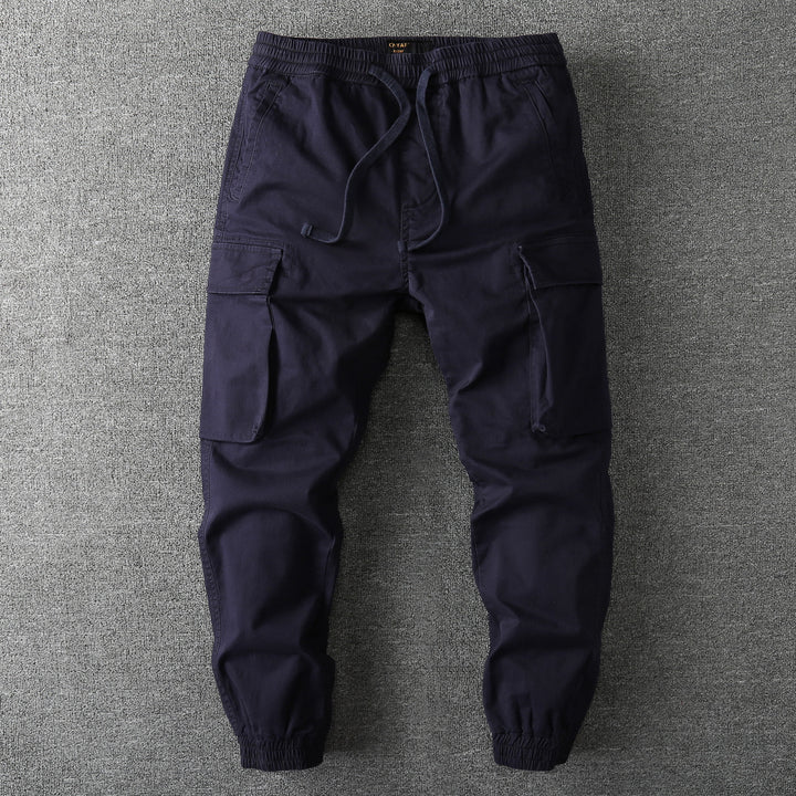 Men's cargo jogging pants with elastic waistband, drawstring and patch pockets Mune Fashion