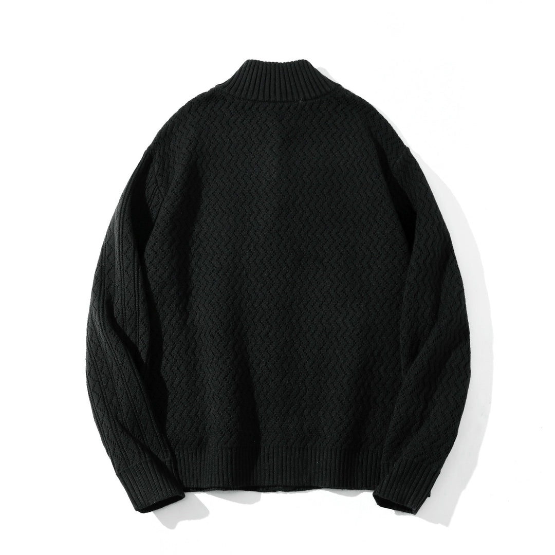 Unisex structured knit zip jacket with high ribbed collar and kangaroo pockets Mune Fashion