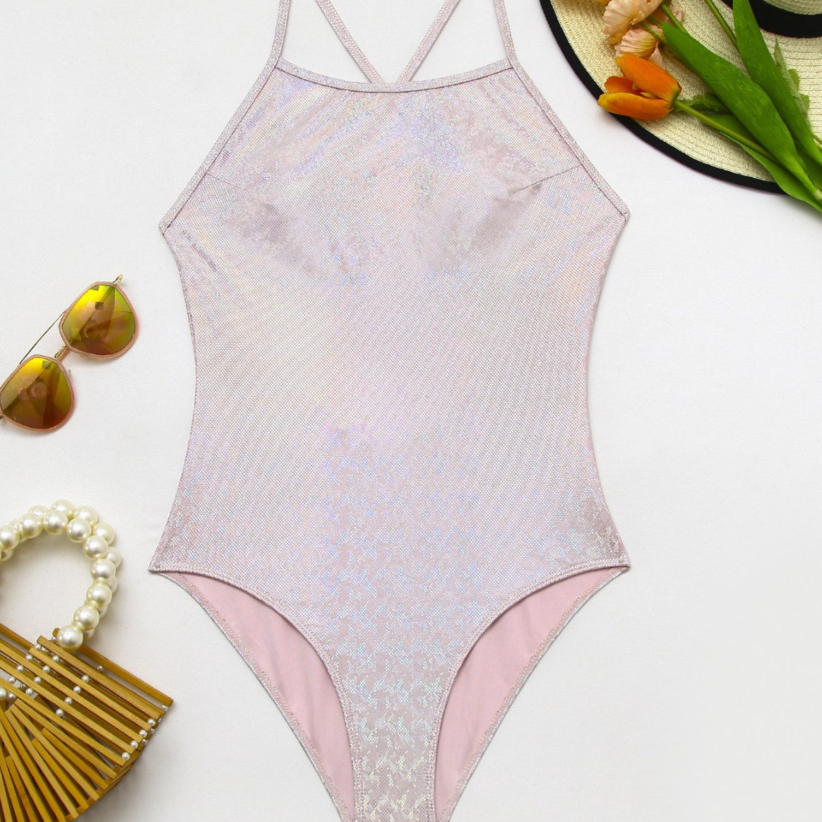 Women's One-Piece Swimsuit with Shimmering Finish Mune Fashion