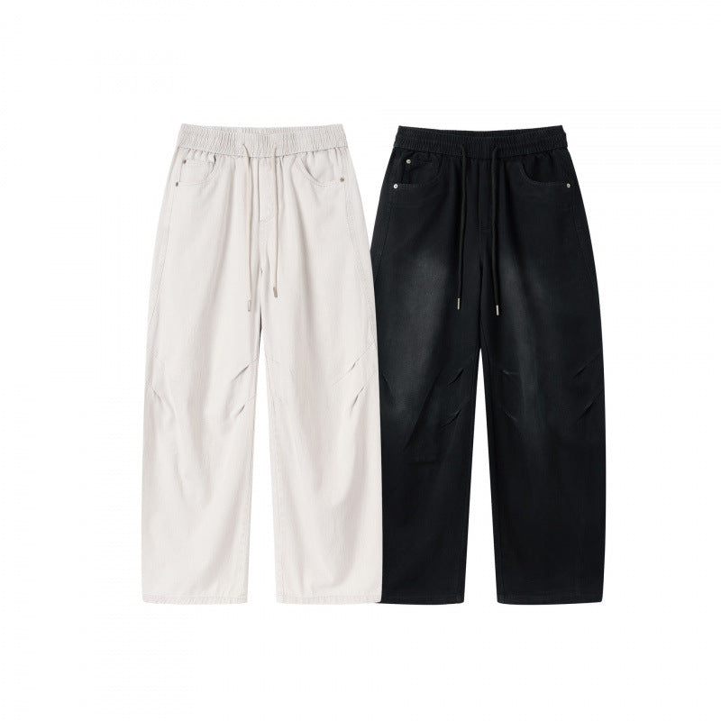 [Women] Wide culotte pants with high elastic waistband, drawstring and side pockets Mune Fashion