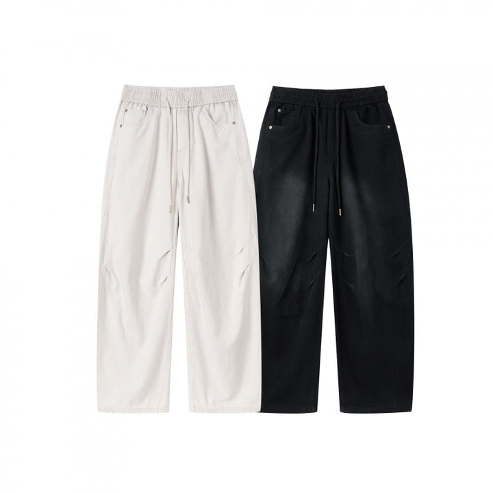 [Women] Wide culotte pants with high elastic waistband, drawstring and side pockets Mune Fashion