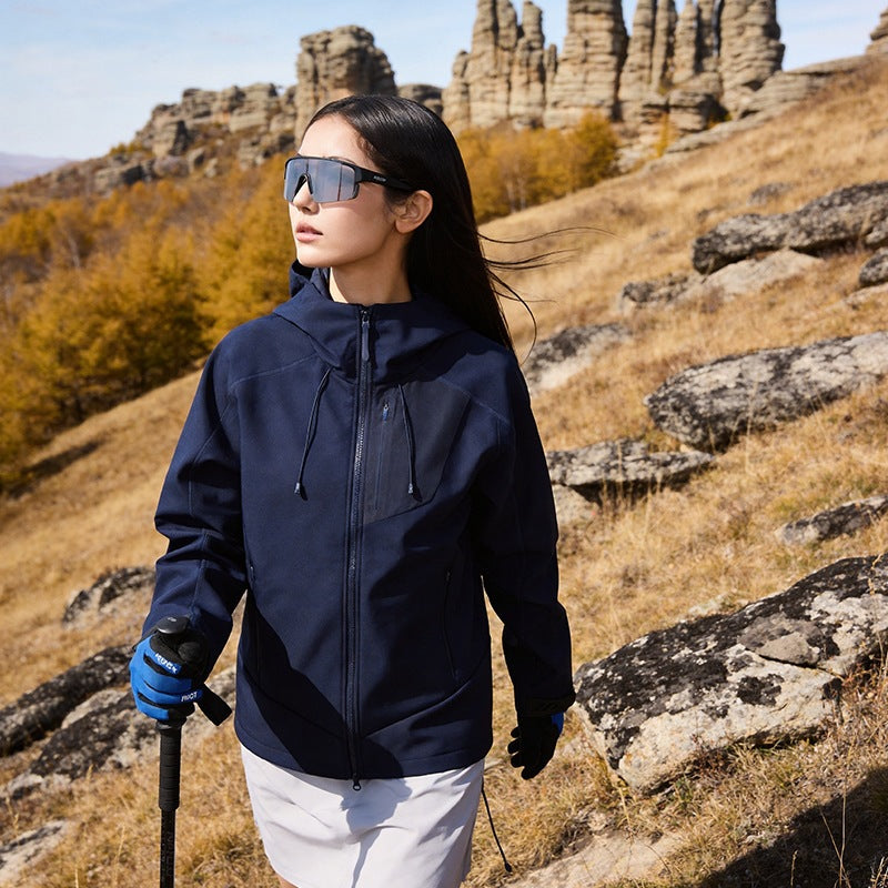 Unisex Softshell Outdoor Jacket with Hood, windproof and elastic Mune Fashion