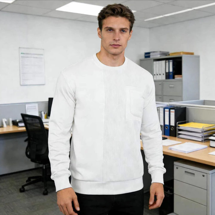 Men's Long Sleeve Textured Sweatshirt with Chest Pocket and Rib Detail Mune Fashion