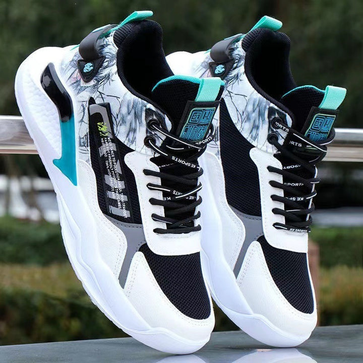 Men's Athletic High-Top Sneakers with Detailed Graphic Design Mune Fashion