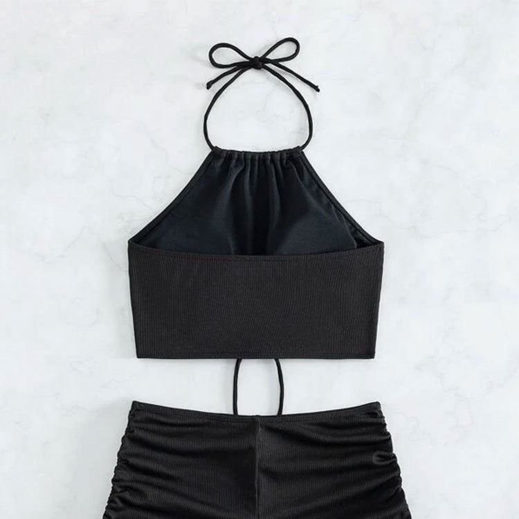 Women's Sporty High-Neck Bikini Set with Ruffles Mune Fashion