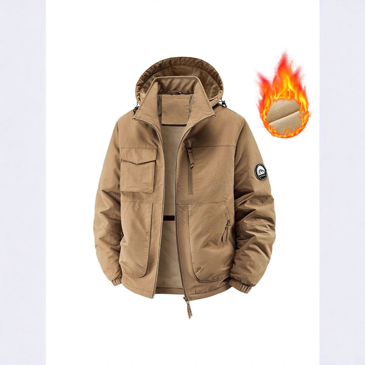 Men's Insulated Outdoor Jacket with Fleece Lining and Multifunctional Utility Pockets Mune Fashion