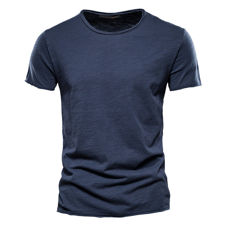 Men's lightweight cotton shirt with round neckline and slim fit Mune Fashion