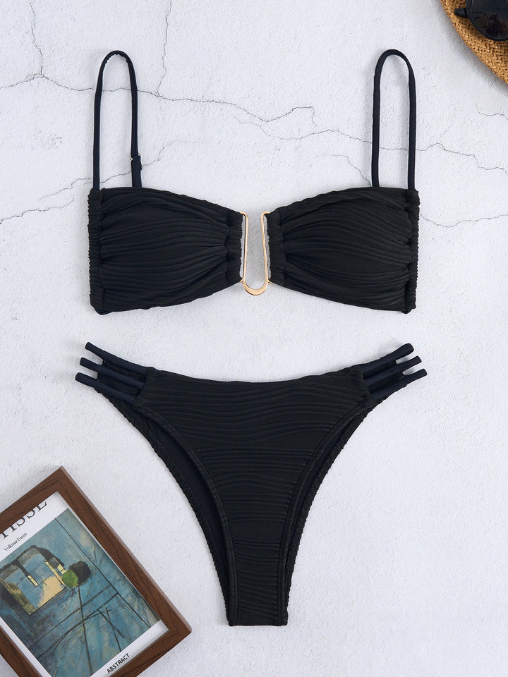 Women's triangle bikini with elegant gathering design and trendy strap details Mune Fashion
