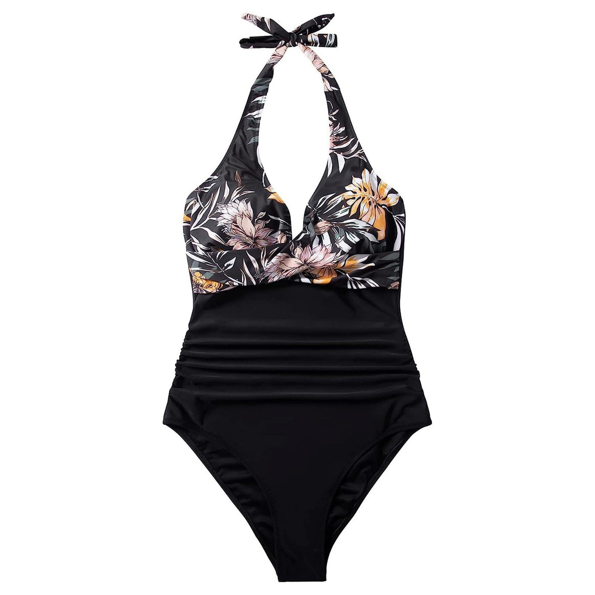 Women's one-piece swimsuit with floral wrap design and adjustable straps Mune Fashion