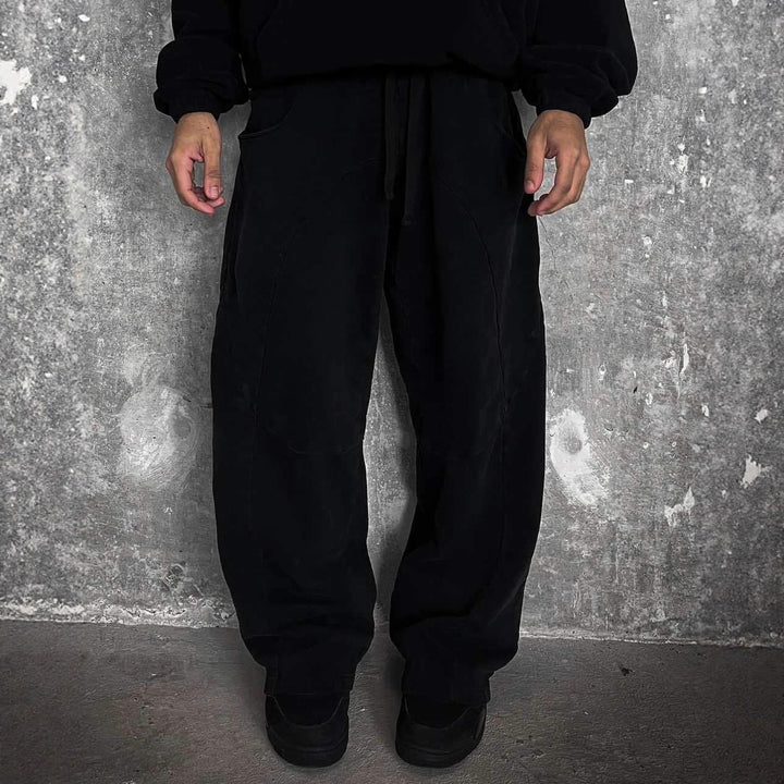 Men's Nan Oversized Leisure Joggers with Curved Seam Details, Drawstring Waistband and Elastic Leg Openings Mune Fashion
