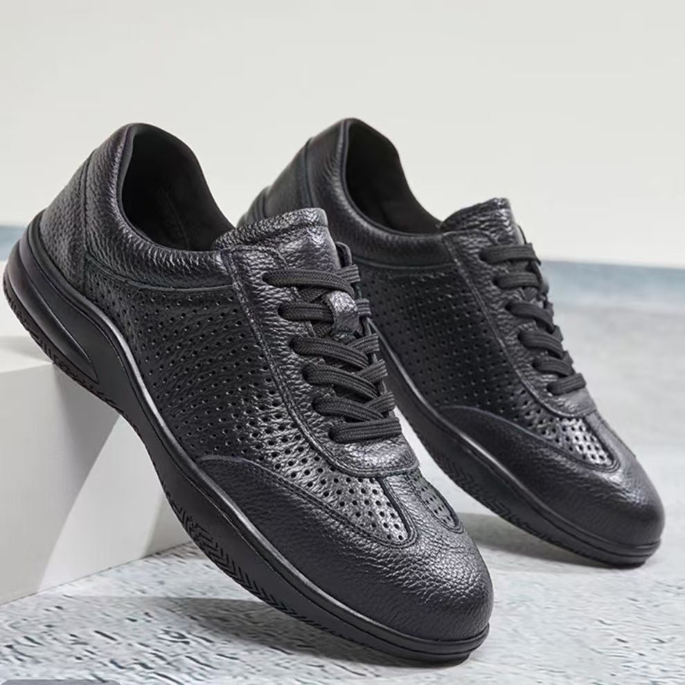 Men's comfortable orthopedic-inspired everyday shoes made of textured leather with padded comfort insole Mune Fashion