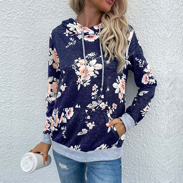 Women Casual Hoodie with Floral Pattern Mune Fashion
