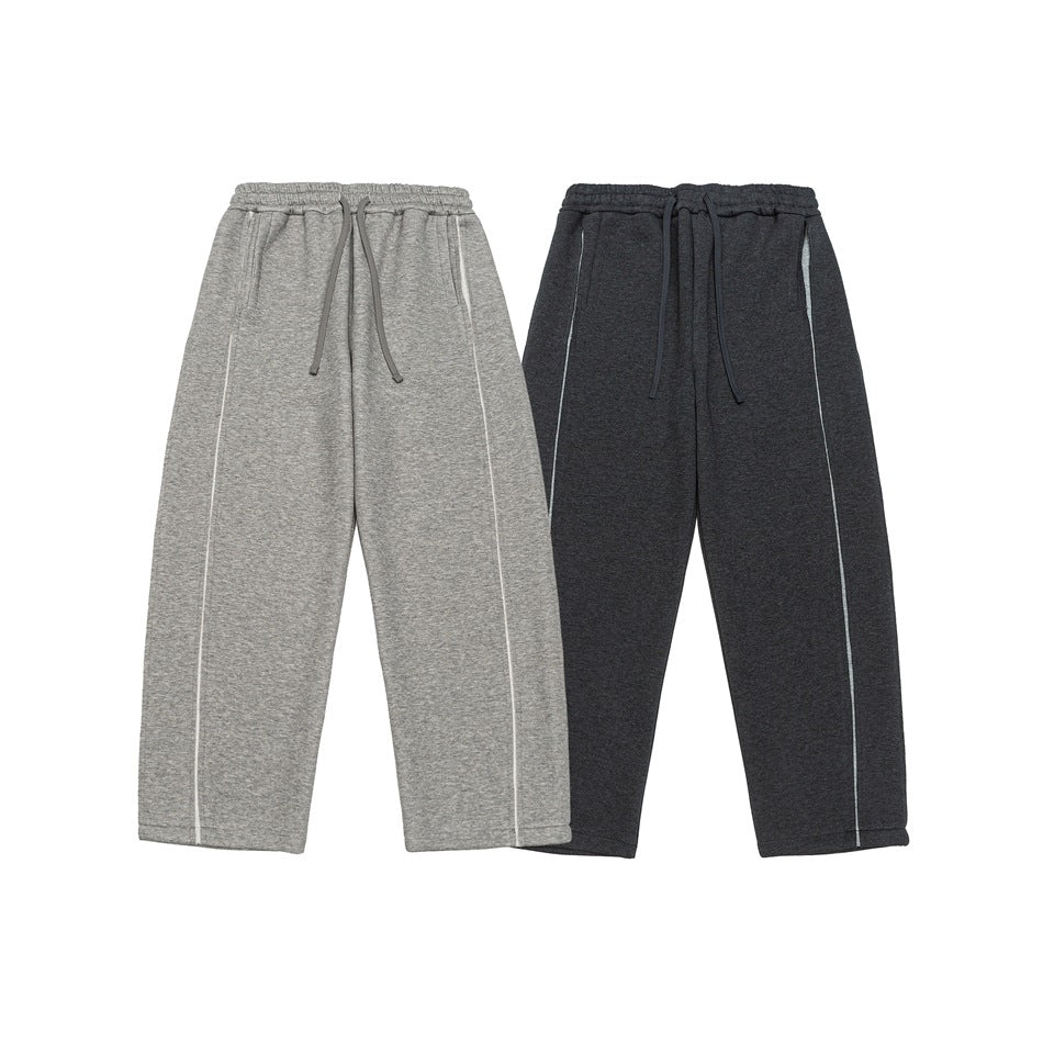 Women Relaxed-Fit Culotte Sweatpants with High Elastic Waistband and Contrast Piping Mune Fashion