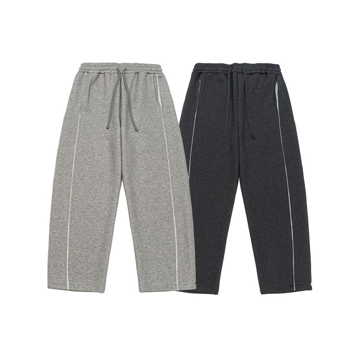 Women Relaxed-Fit Culotte Sweatpants with High Elastic Waistband and Contrast Piping Mune Fashion