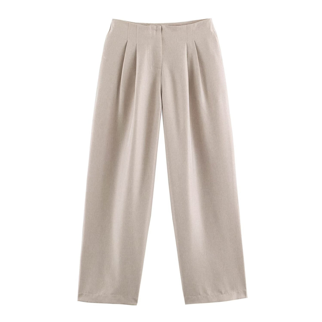 Women High-Waisted Pleated Trousers with Wide Leg Mune Fashion