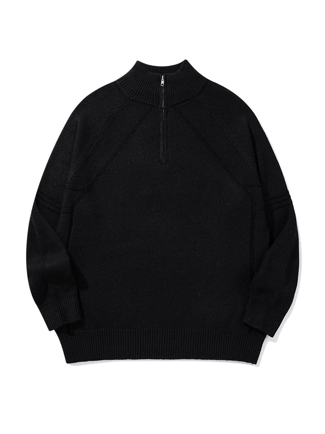 Unisex Halfzip Knit Sweater with High Ribbed Collar and Raglan Sleeves Mune Fashion
