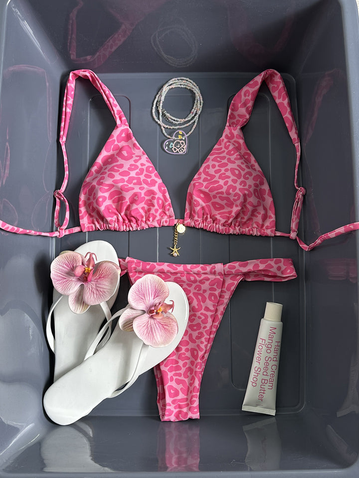 Women's triangle bikini with leopard design and adjustable straps Mune Fashion