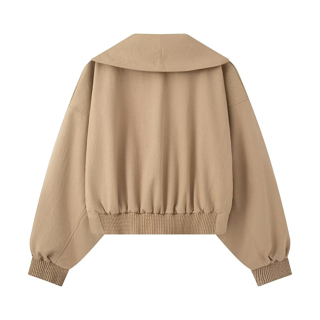 Women Short Cut Wrap Blouse with V-Neck and Balloon Sleeves Mune Fashion