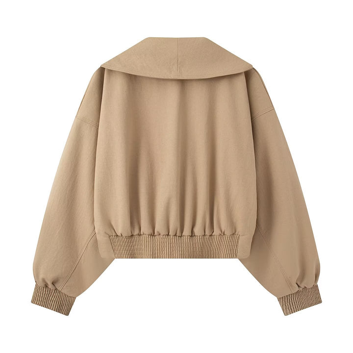 Women Short Cut Wrap Blouse with V-Neck and Balloon Sleeves Mune Fashion